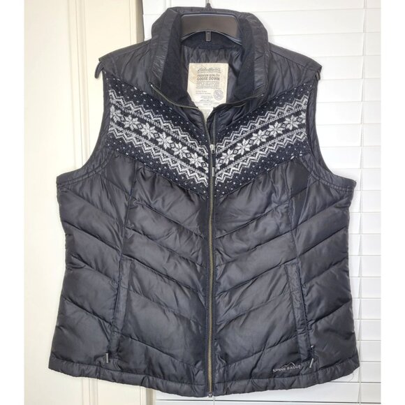 Eddie Bauer Womens Goose Down Puffer Vest XL Black - Picture 1 of 4